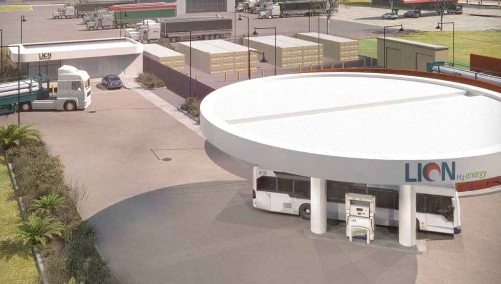 Render of the Lion Energy hydrogen refuelling station at the Port of Brisbane