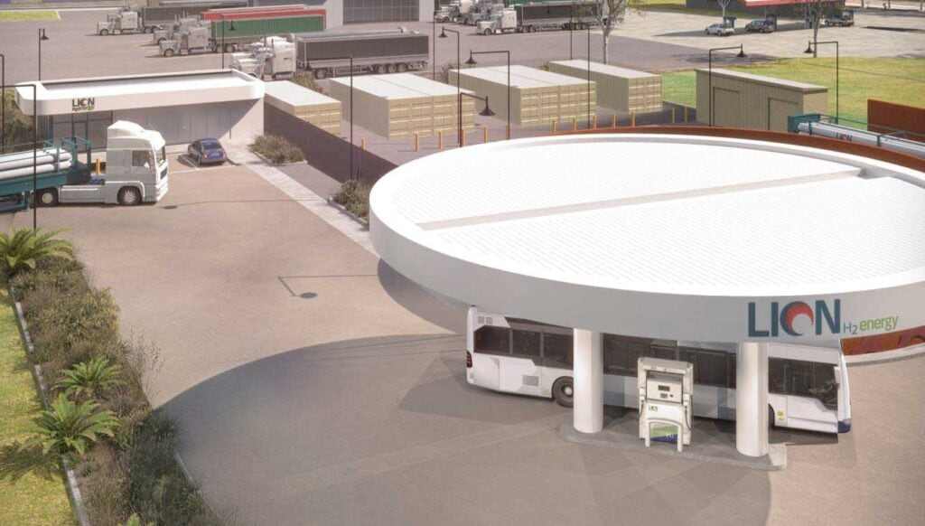 Render of the Lion Energy hydrogen refuelling station at the Port of Brisbane