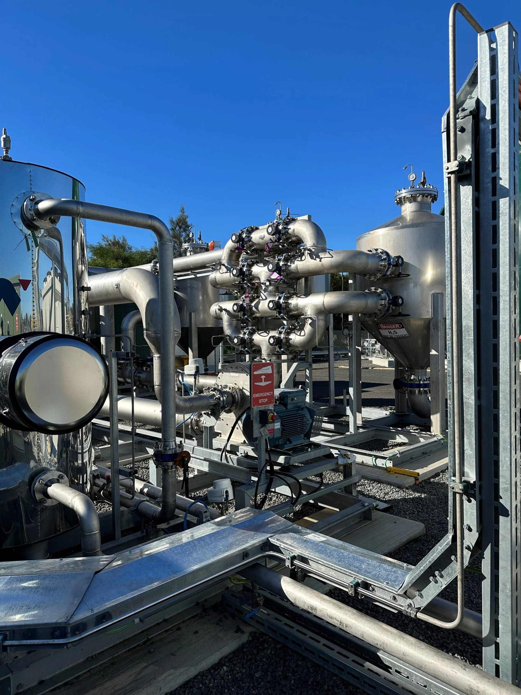 Pre-treatment vessels and pipework at a biomethane plant