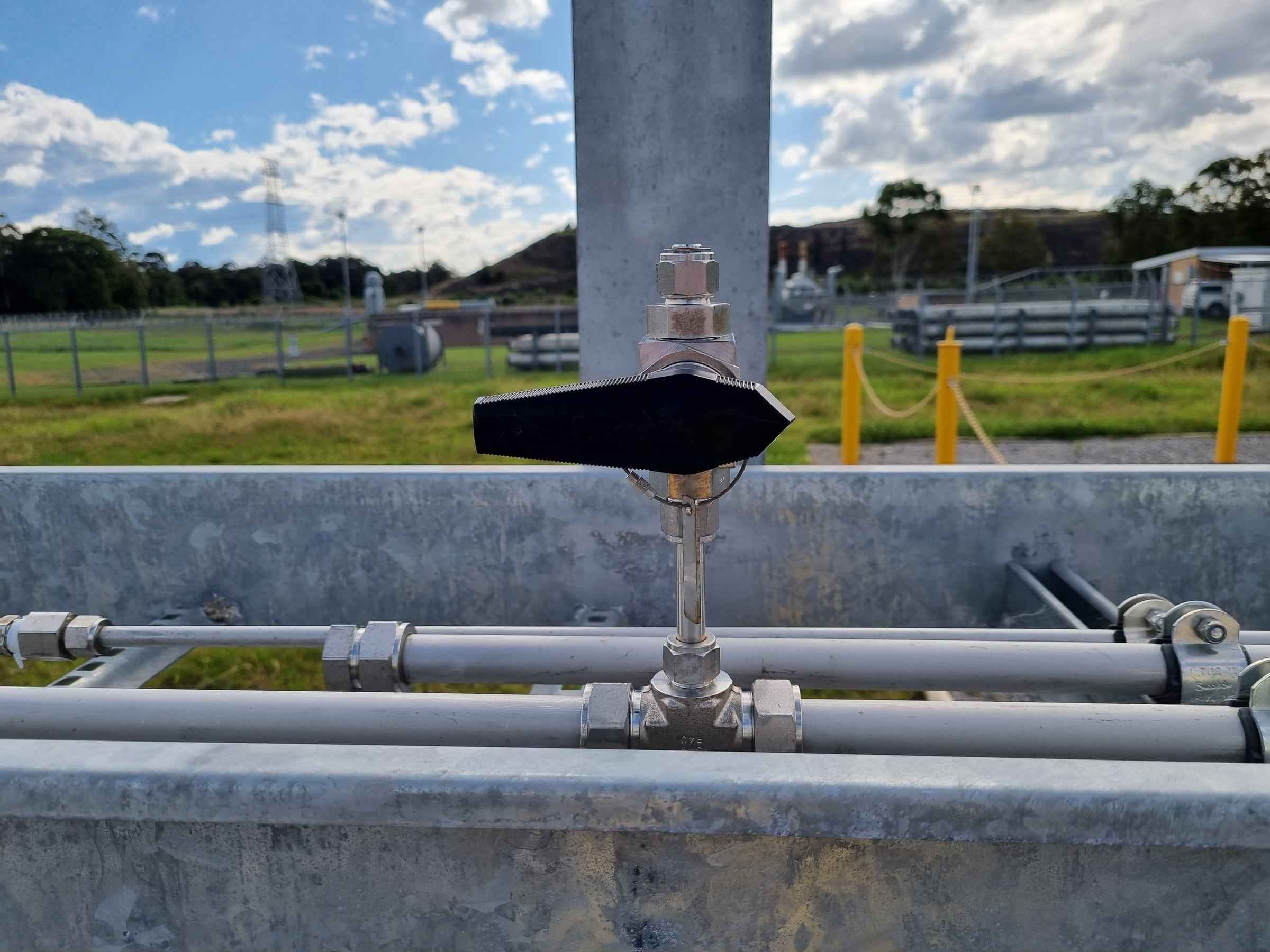 Gas pipework and isolation valve at a utility compound